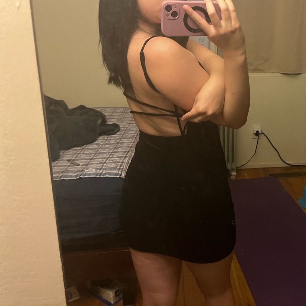Urban Outfitters velvet bodycon mini dress with strap back